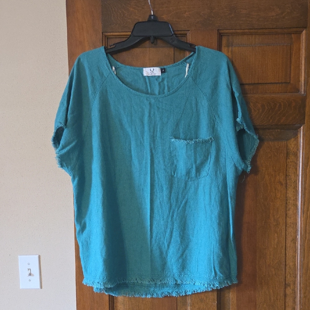 Teal Pocket Tee - Women Tops